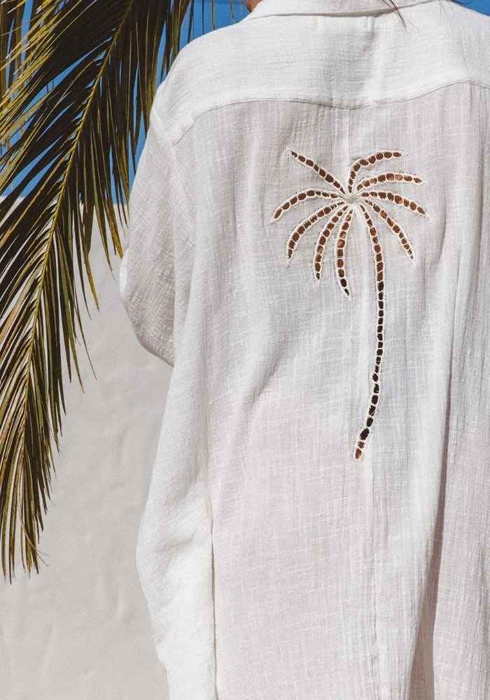 CABO Palms Shirt Dress - White 
