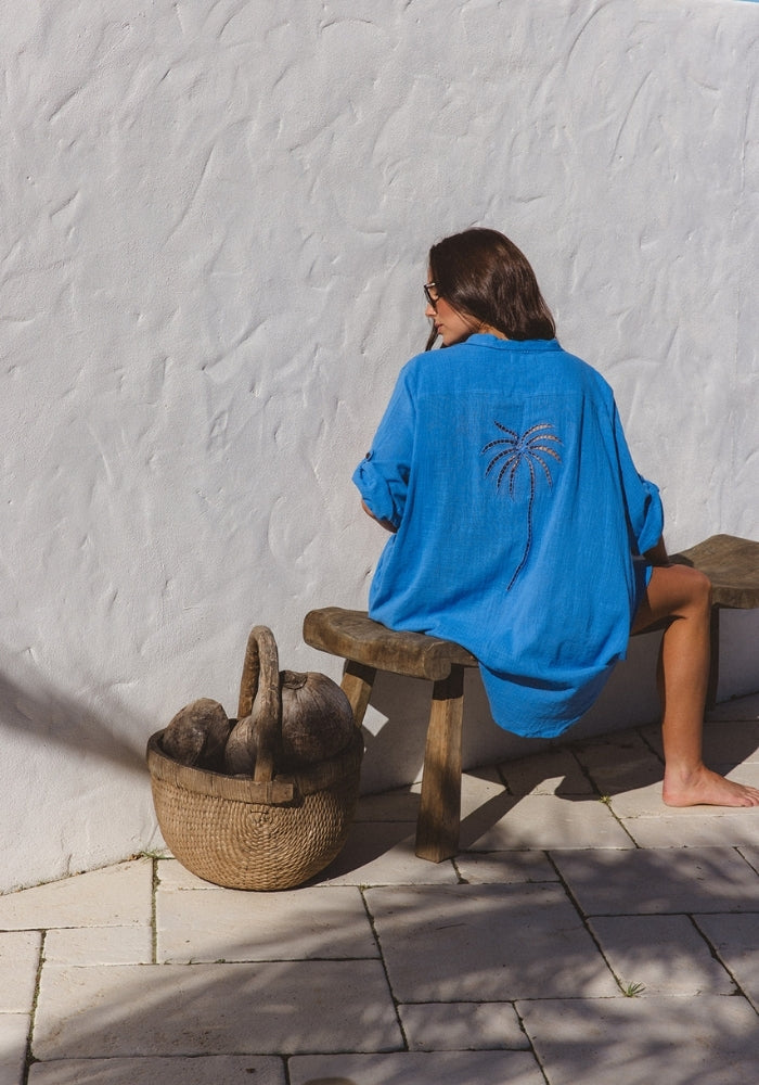 CABO Palms Shirt Dress - Ocean 