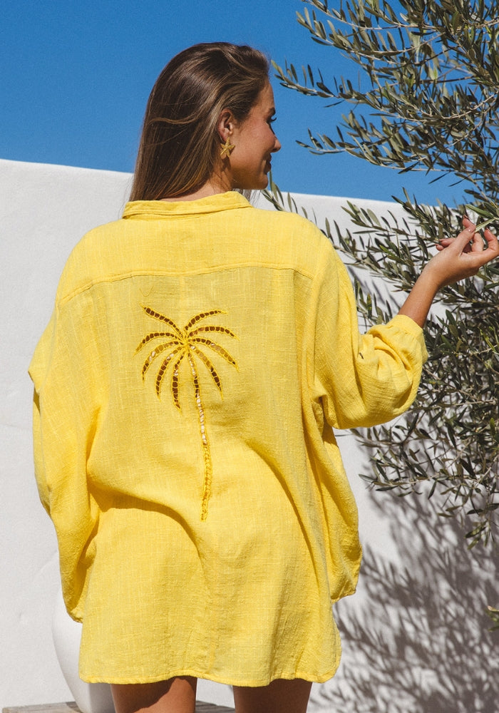 CABO  Palms Shirt Dress - Sunshine