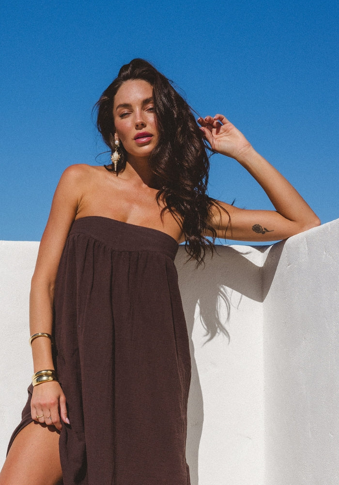 CABO St Tropez Strapless Maxi Espresso