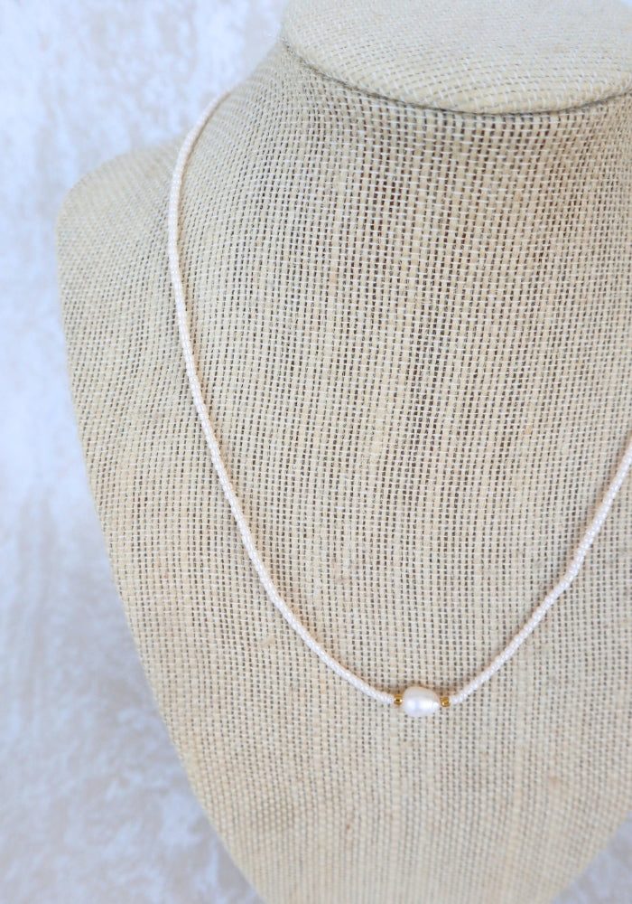 CABO GYPSY Beaded Pearl Necklace - Natural
