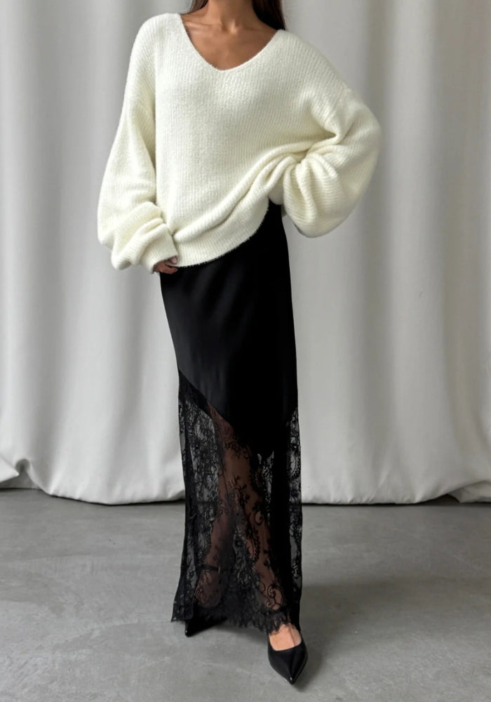 CHARLI Solene Lace Skirt - Black