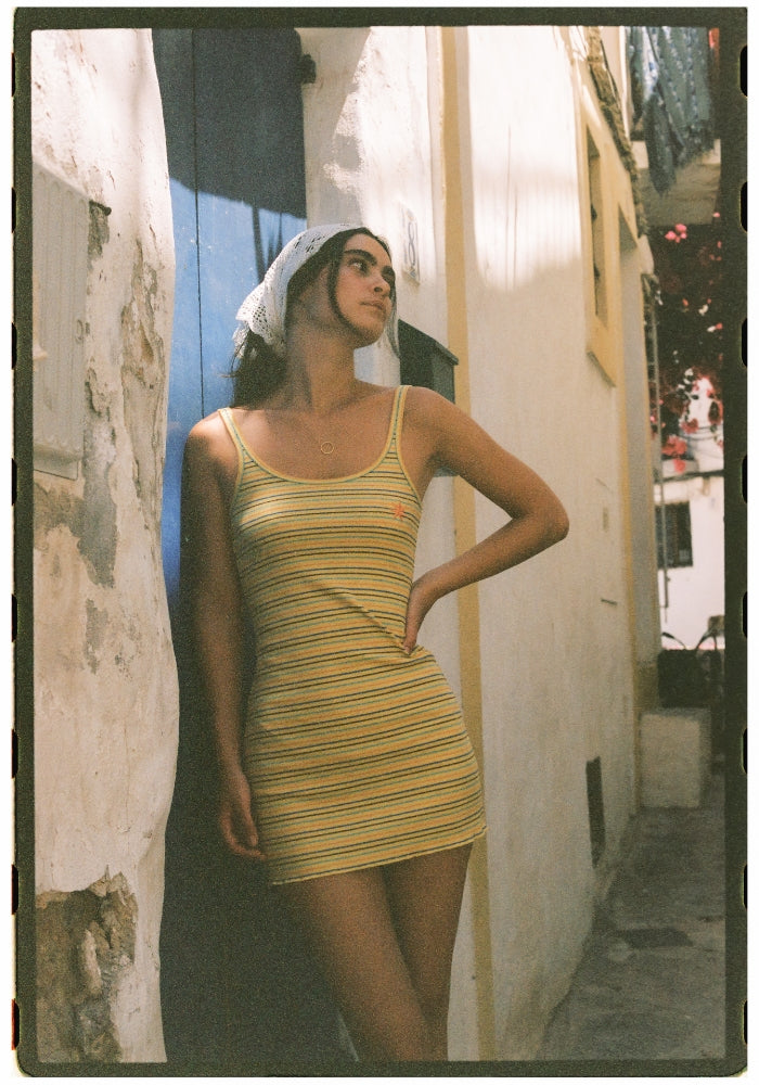 CIAO CIAO Lemon Striper Mini Dress
