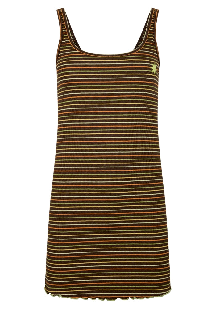 Striper Mini Dress - Brown Multi