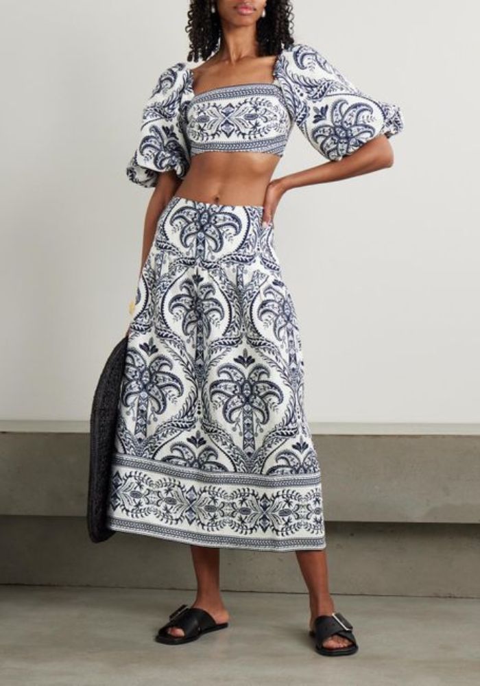 FARM RIO Tropical Cameo Midi Skirt