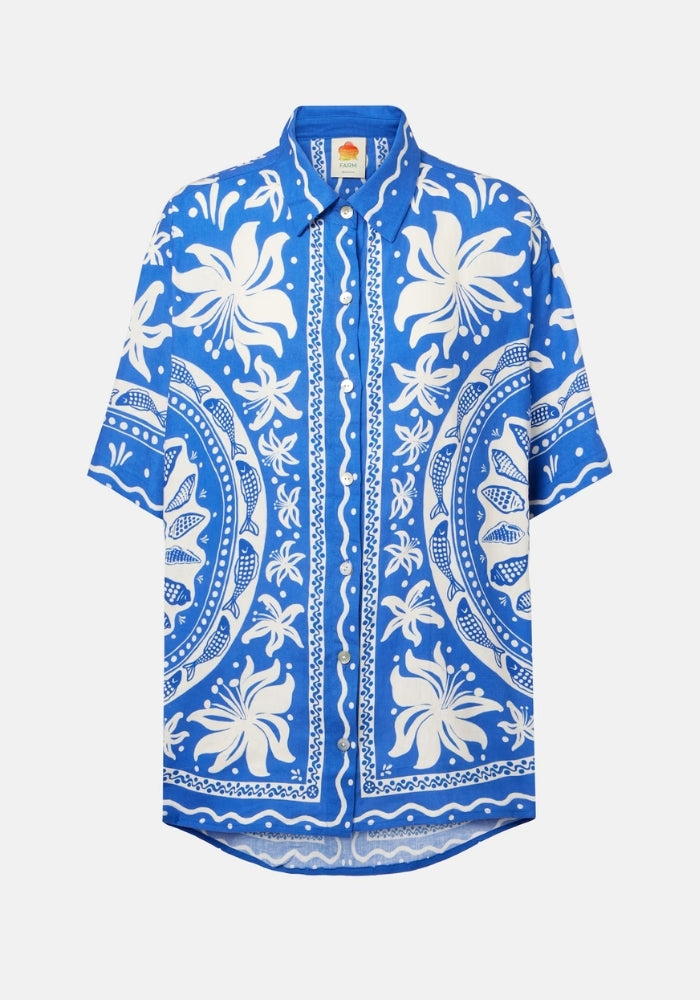 FARM RIO Ocean Scarf Shirt 