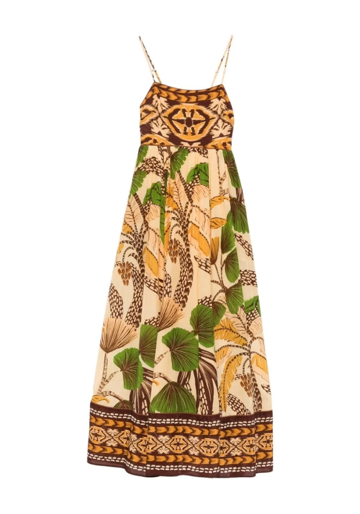 FARM RIO Foliage Sketch Sand Maxi Dress