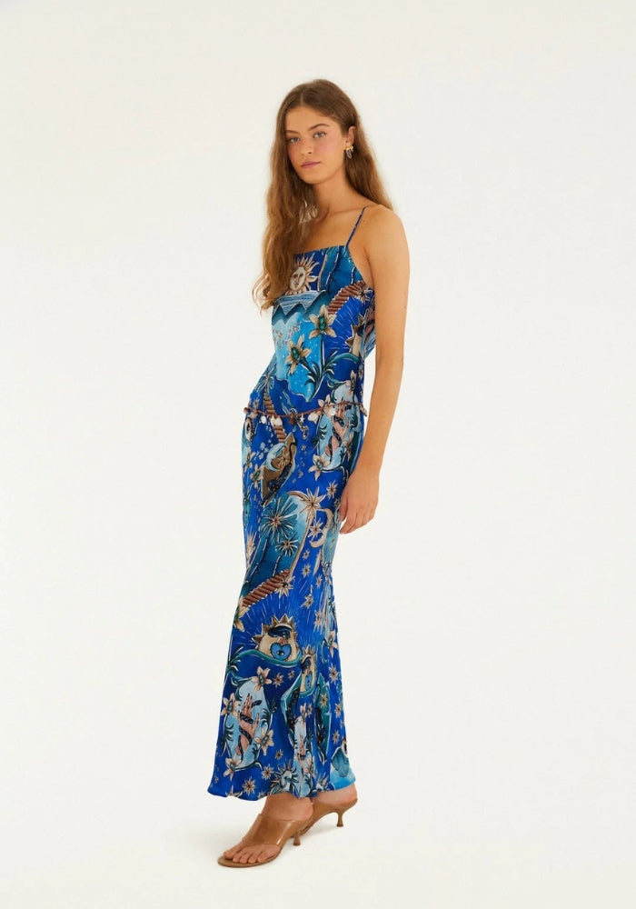 FARM RIO Blue Mystical Maxi Dress – White Bohemian