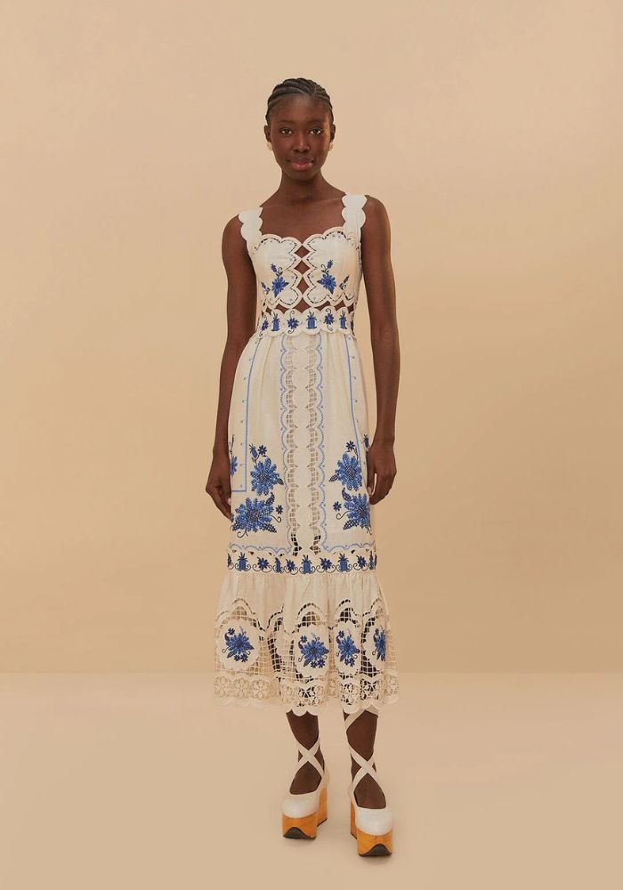 FARM RIO Richelieu Sunflower Dress