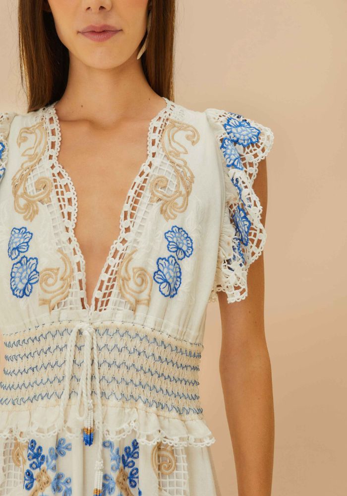 FARM RIO Romantic Richelieu Dress White Bohemian FARM RIO Romantic Richelieu Dress White Bohemian