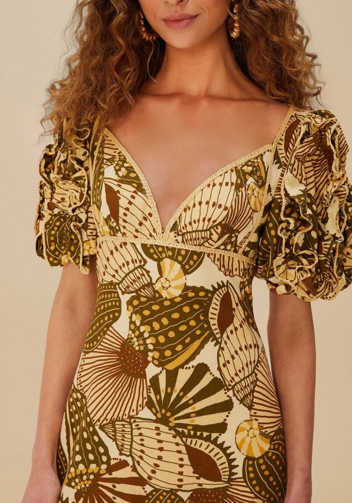 FARM RIO Sand Shell Mini Dress