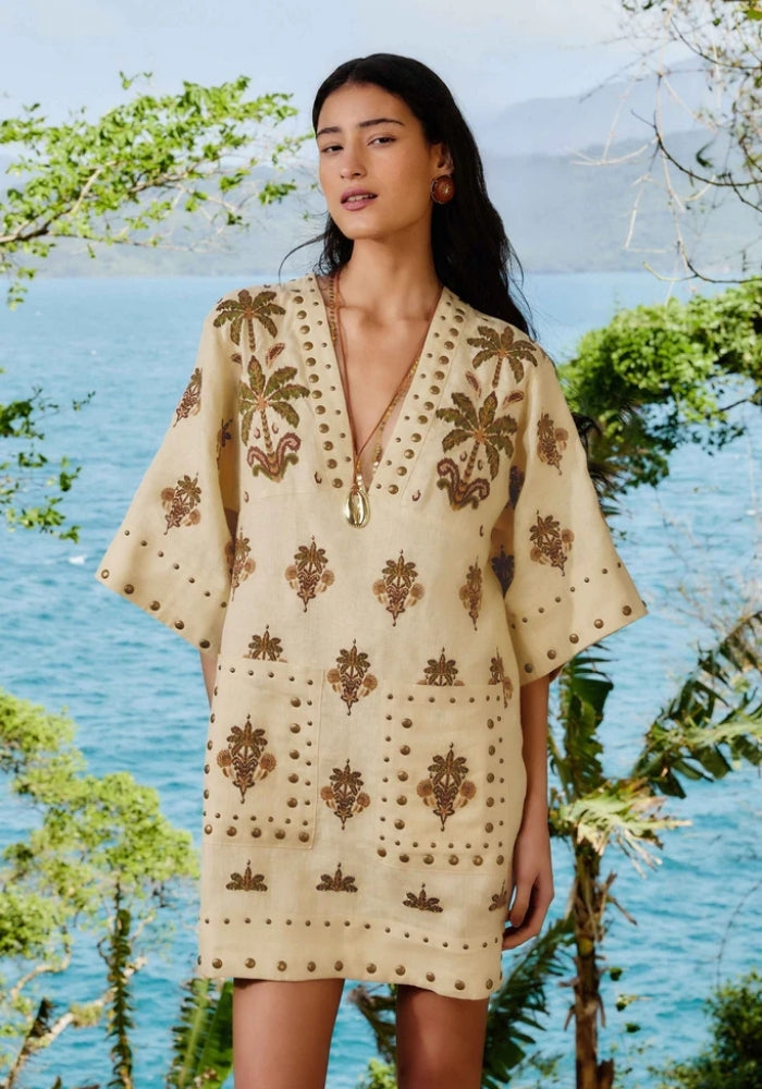 Coconut Tree Tapestry Mini Tunic Dress