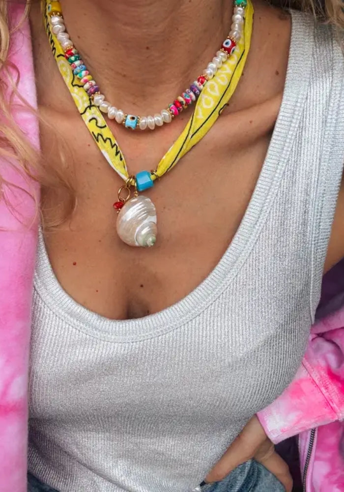 GOUPI Yellow Bandana Necklace - Multicolour