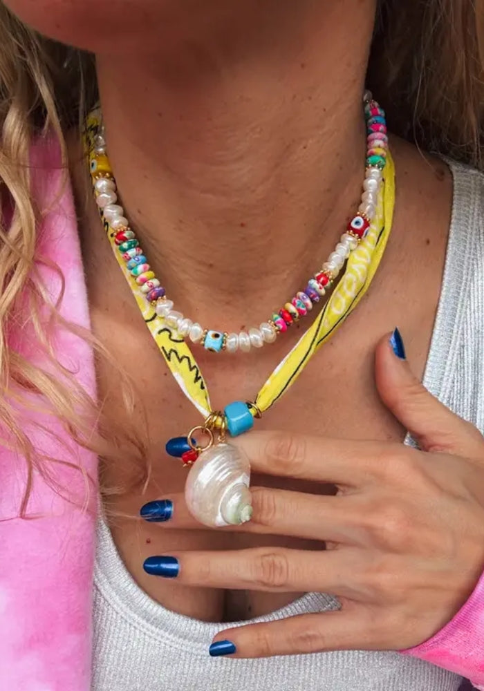 GOUPI Yellow Bandana Necklace - Multicolour
