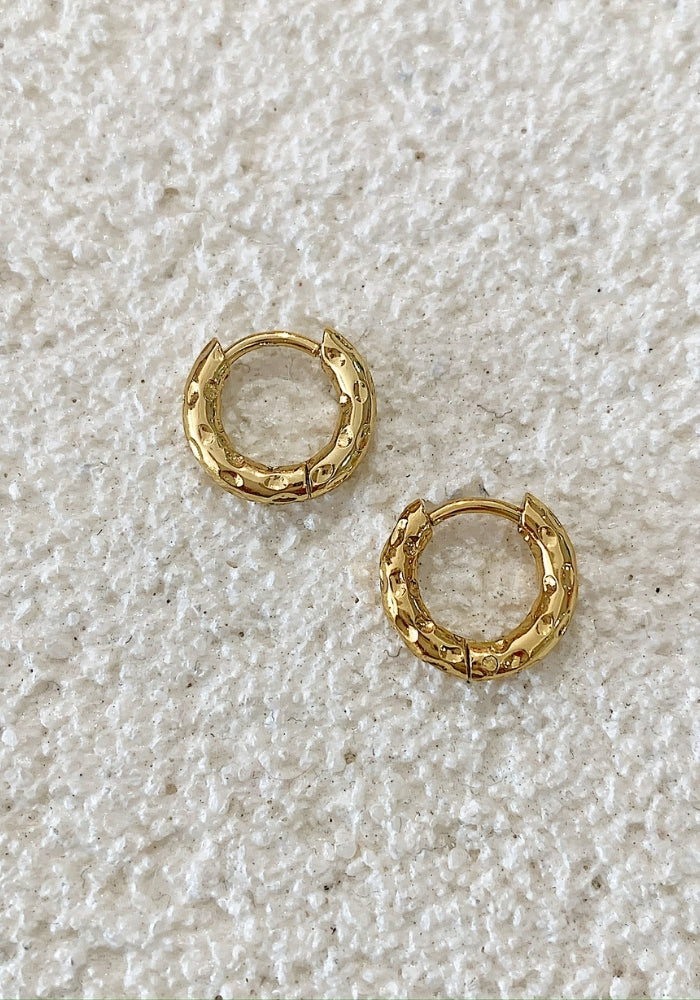 HI HO & CO Gold Crushed Huggie Earrings