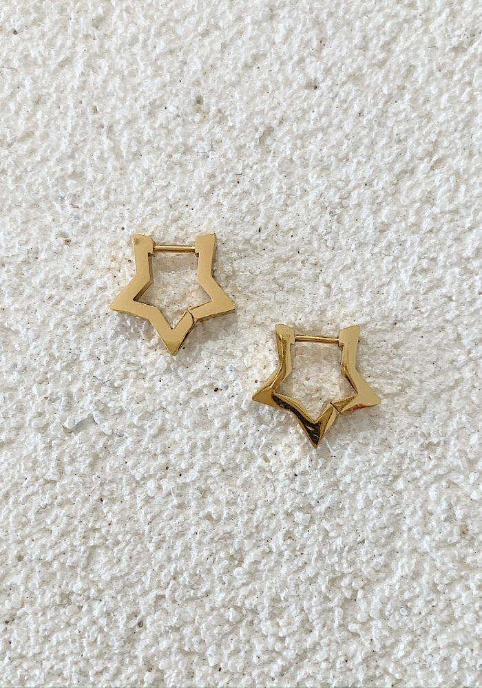 HI HO & CO Gold Star Huggie Earrings
