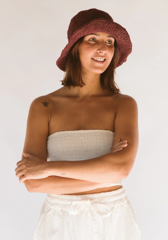 HOBO AND HATCH Peggie Bucket Hat - Merlot