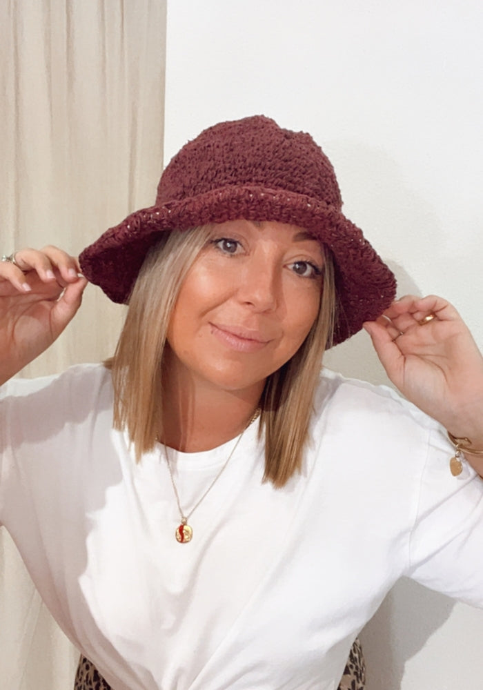 HOBO AND HATCH Peggie Bucket Hat - Merlot