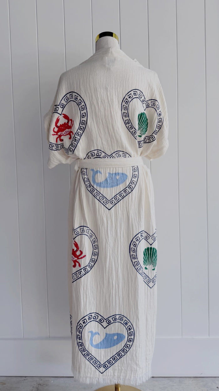 LONG ROBE - CRAB/SARDINE/SHELL – White Bohemian