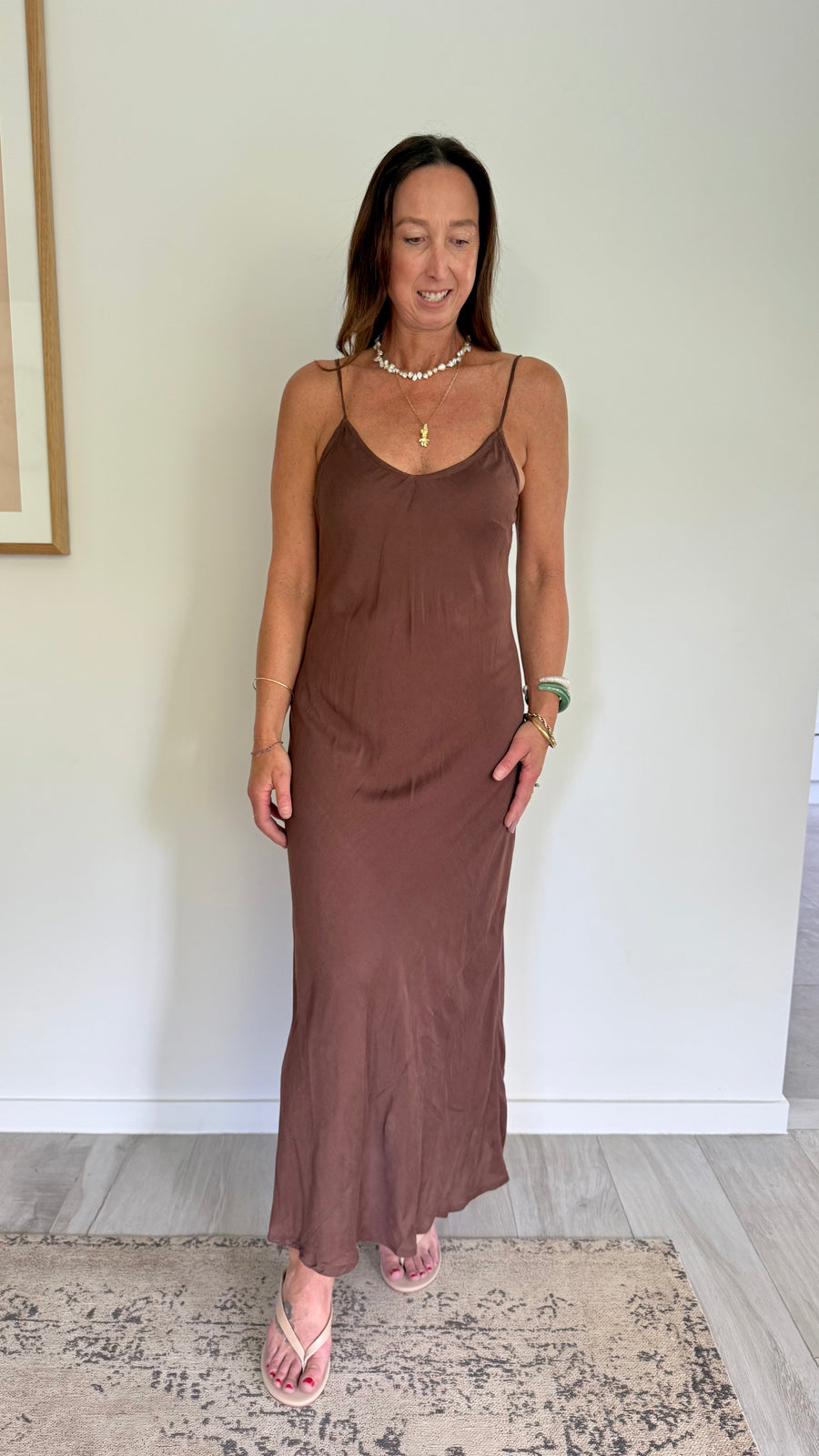 Marilyn Silk Linen Slip - Choc