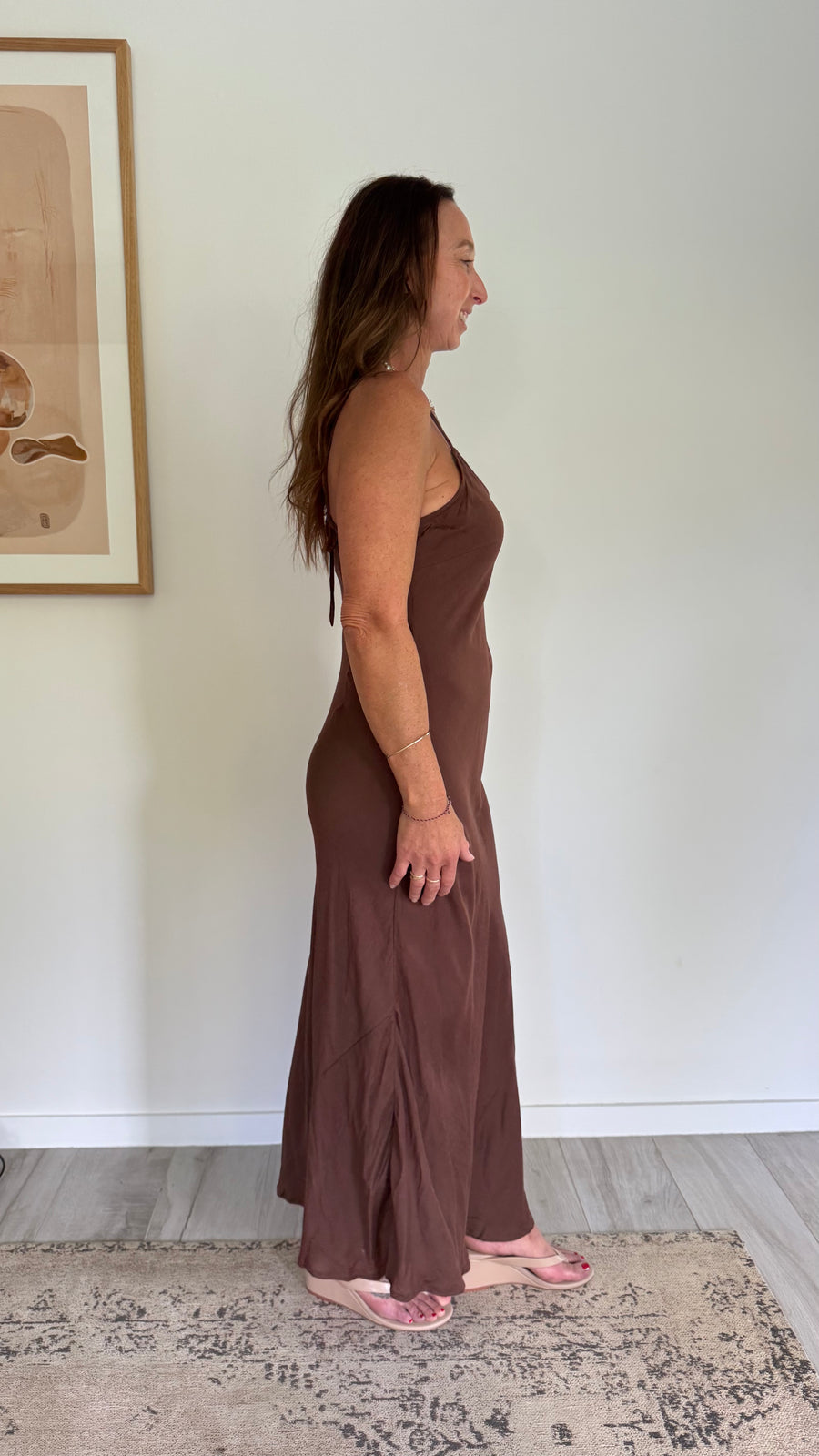 Marilyn Silk Linen Slip - Choc