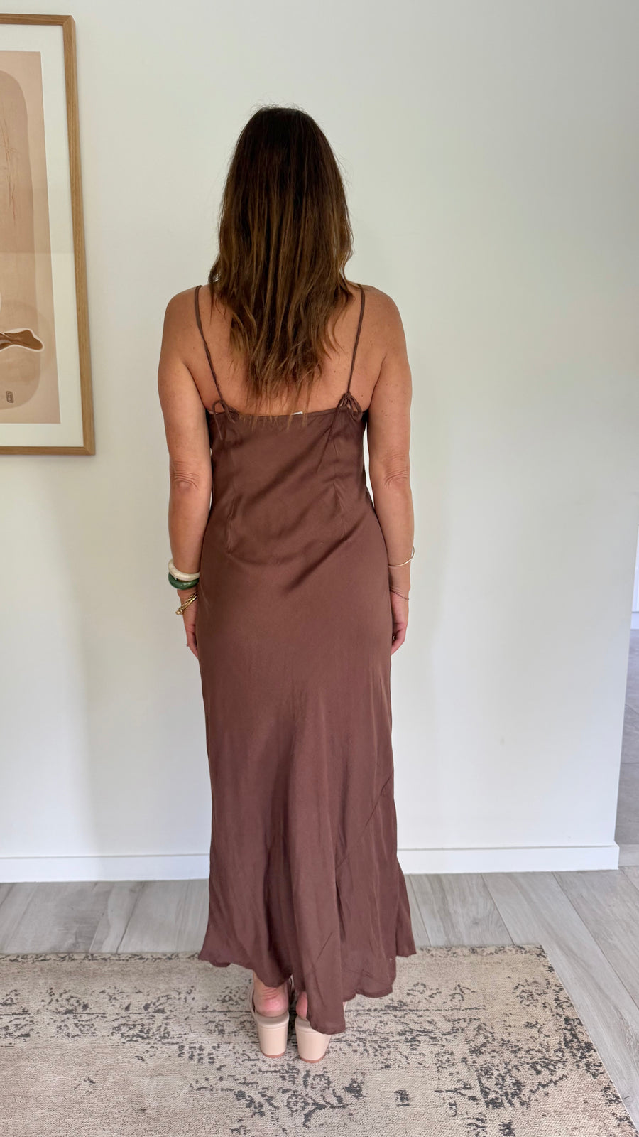 Marilyn Silk Linen Slip - Choc