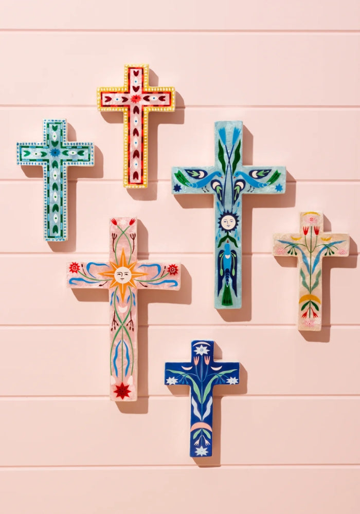 JONES AND CO Fable Pink Floral Small Cross