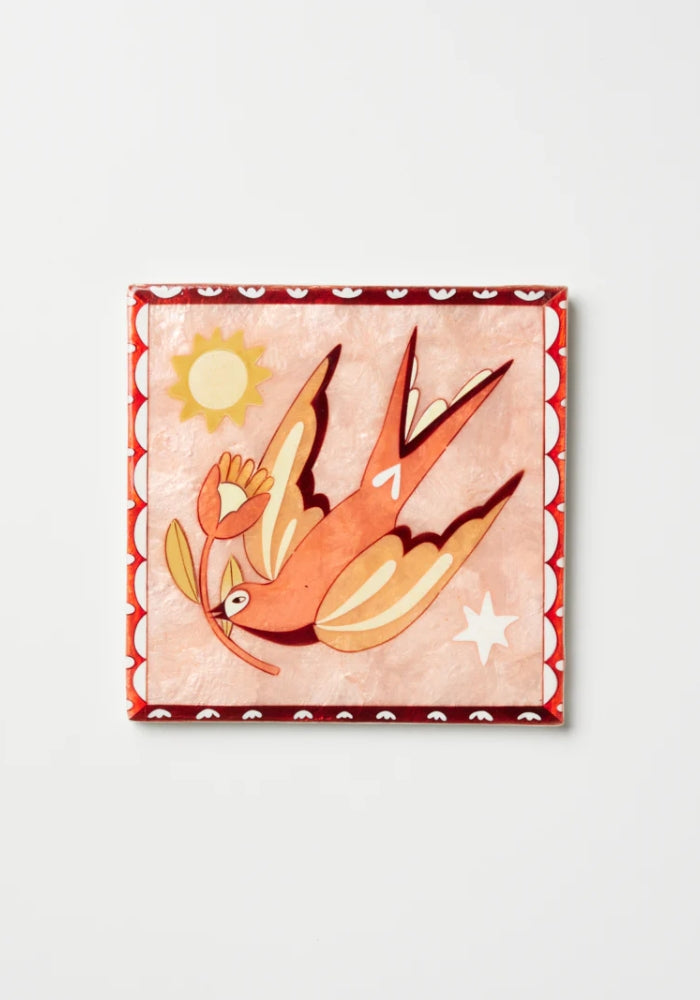 JONES AND CO Gardienne Bird Pink Wall Art