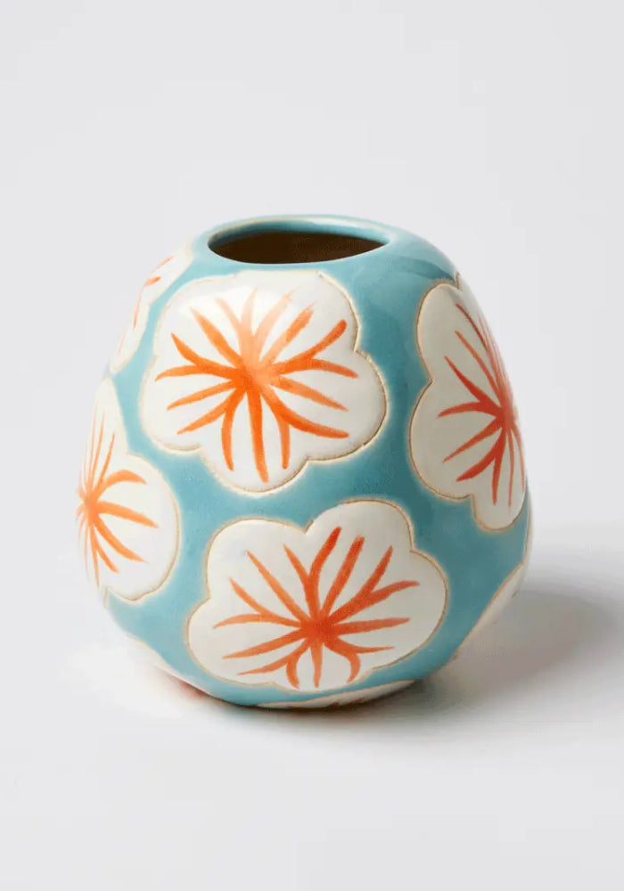 JONES AND CO Pollen White Hibiscus Vase