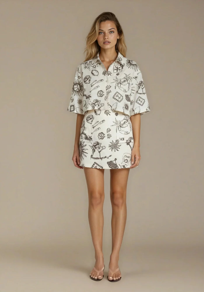 JUAN AND ME Nacida Skirt Juanita Print -  Cream