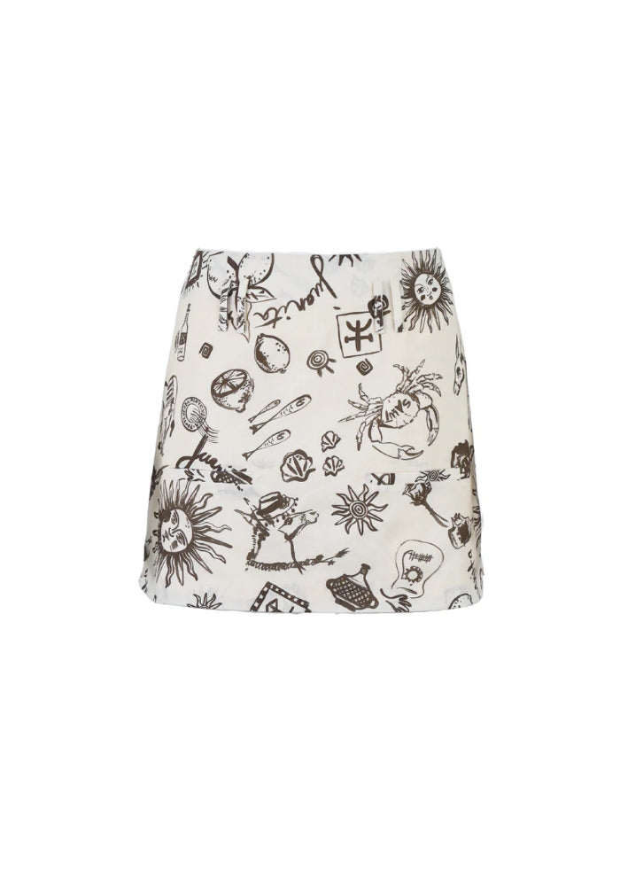 JUAN AND ME Nacida Skirt Juanita Print -  Cream