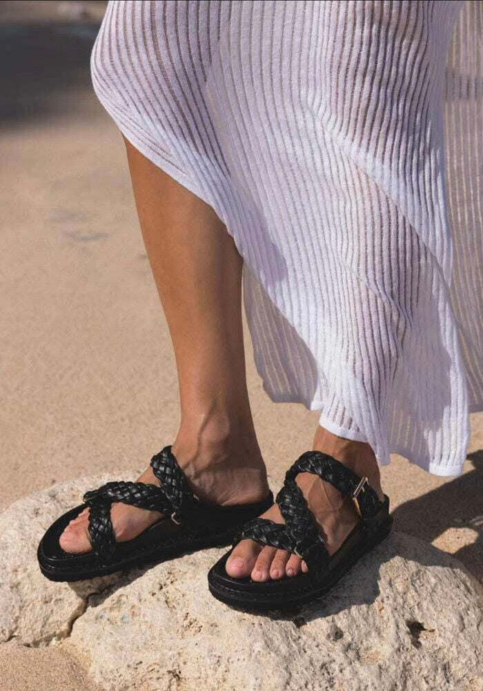 Aki Slides - Black Braided