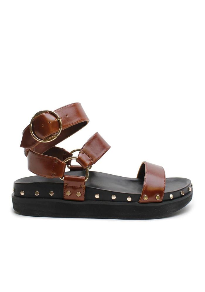 La tribe Studded Sandals- Cognac