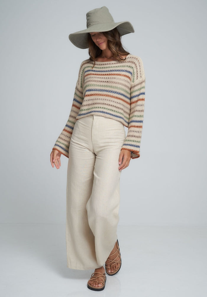 LILYA Collectiva Stripe Knit Top- Desert