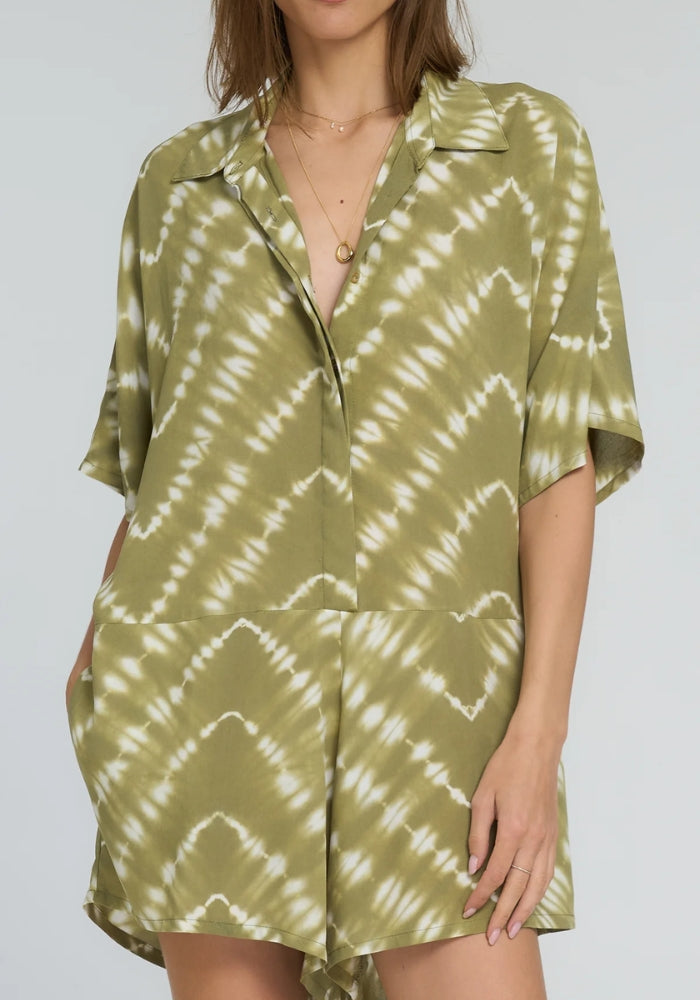 LILYA Del Rio Playsuit Celestial Tie Dye - Matcha