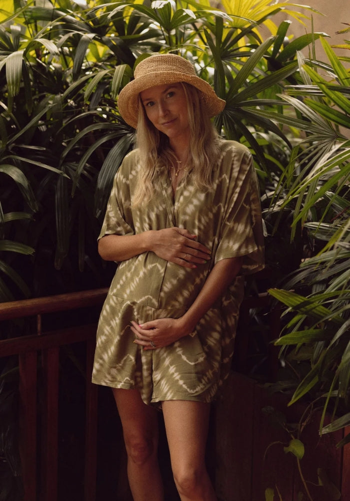 LILYA Del Rio Playsuit Celestial Tie Dye - Matcha