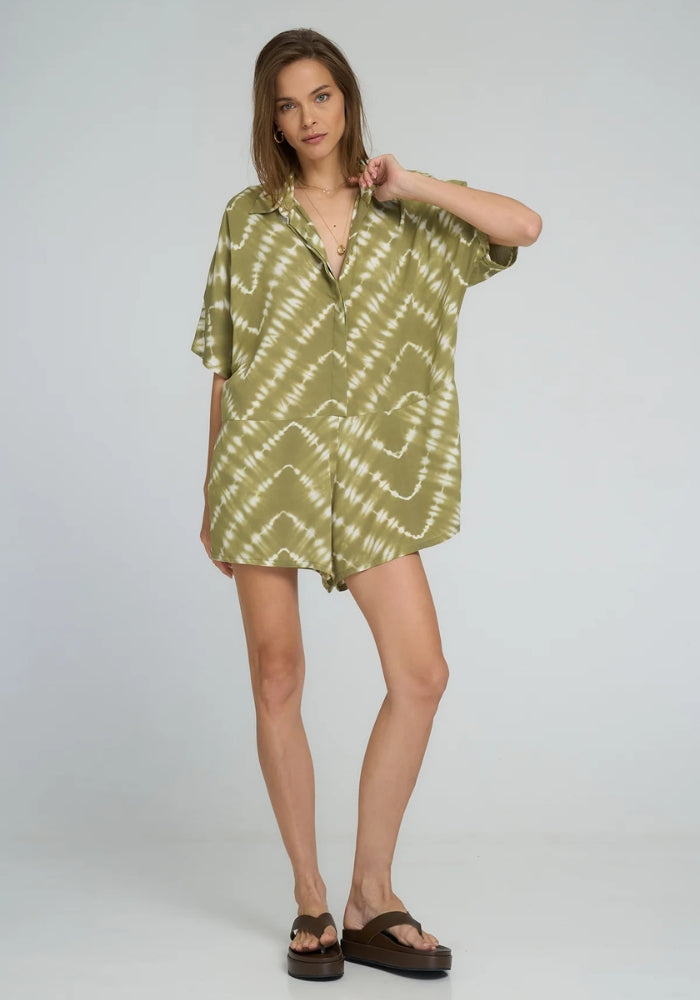 LILYA Del Rio Playsuit Celestial Tie Dye - Matcha
