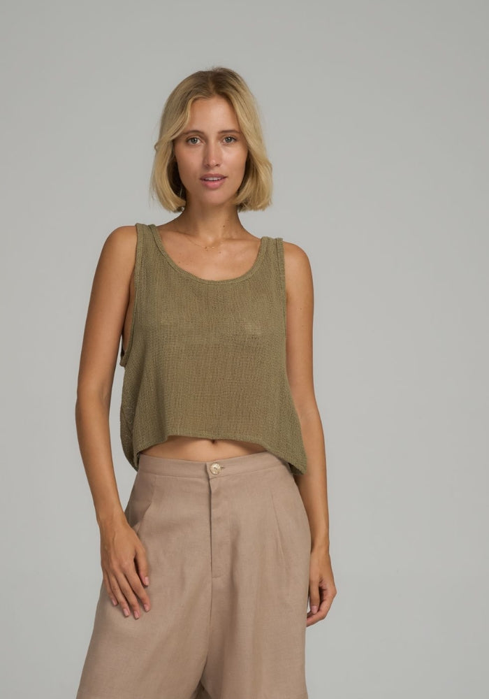 LILYA Roma Mesh Singlet Khaki