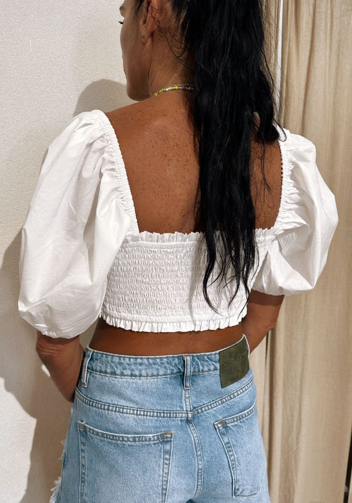 Toffee Crop Top- White