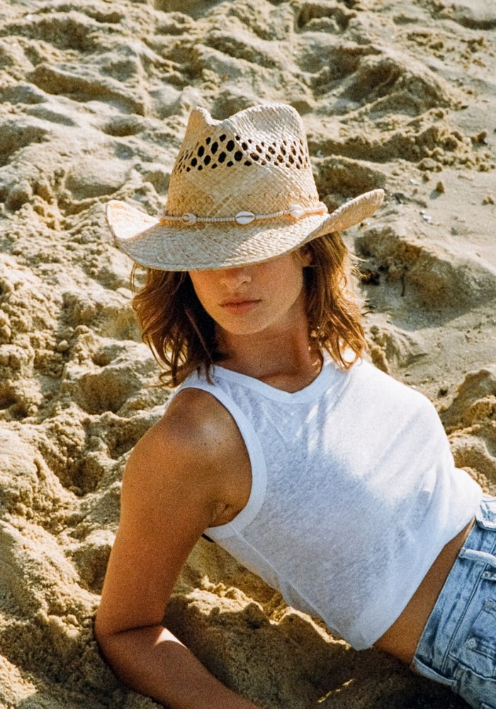 Lack Of Color Straw Seashell Cowboy Hat - Natural Lack of Color Seashells Cowboy Hat ~ Natural – Show Me Your Mumu main image 2