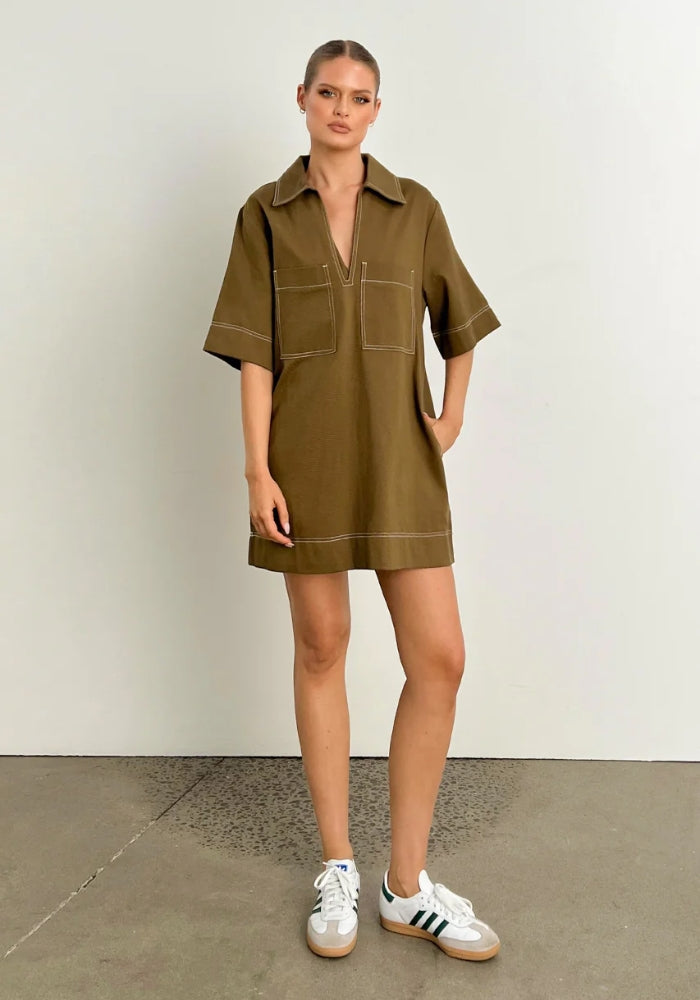 MADISON Tara Mini Dress Khaki