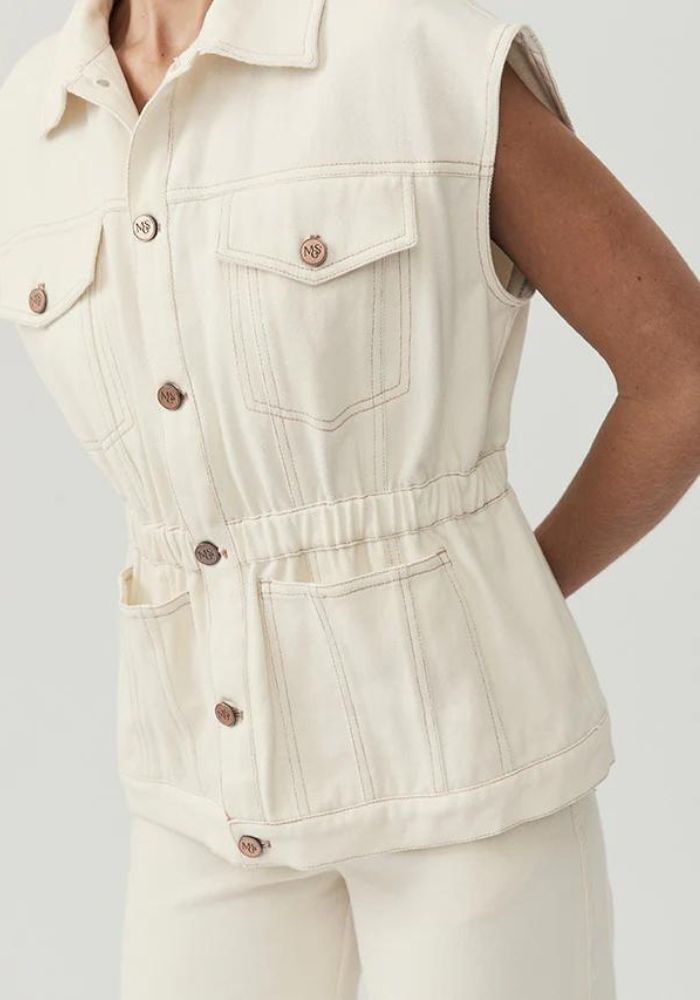 MOS the Label Lucia Denim Vest- Ivory