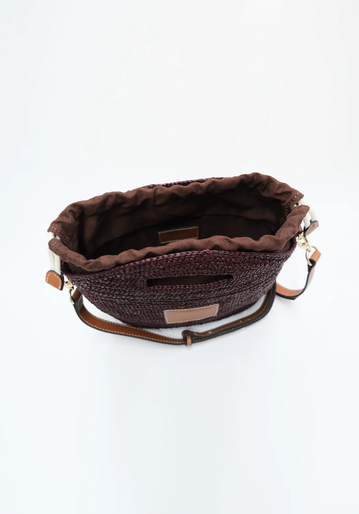 NIM Leather Trimmed Raffia Mini - Cocoa 