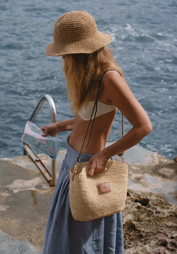 NIM Leather Trimmed Raffia BB 