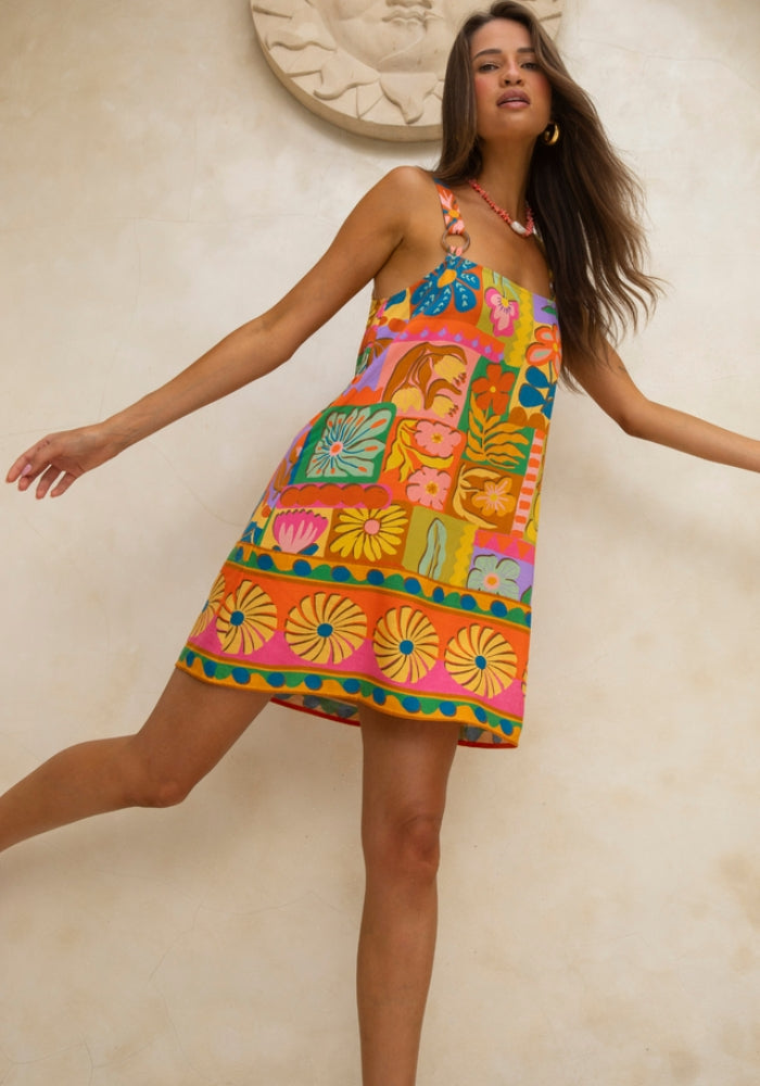 NINE LIVE BAZAAR Blue Skies Mini Dress - Rainbow