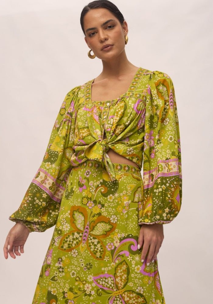 NINE LIVES BAZAAR Rhiannon Blouse - Chartreuse