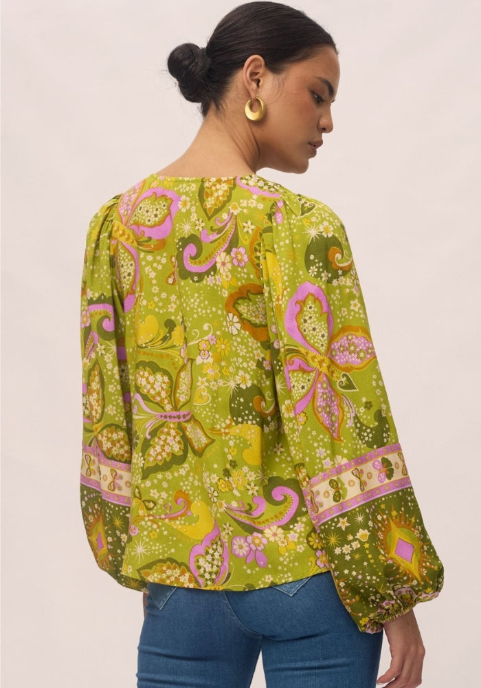 NINE LIVES BAZAAR Rhiannon Blouse - Chartreuse