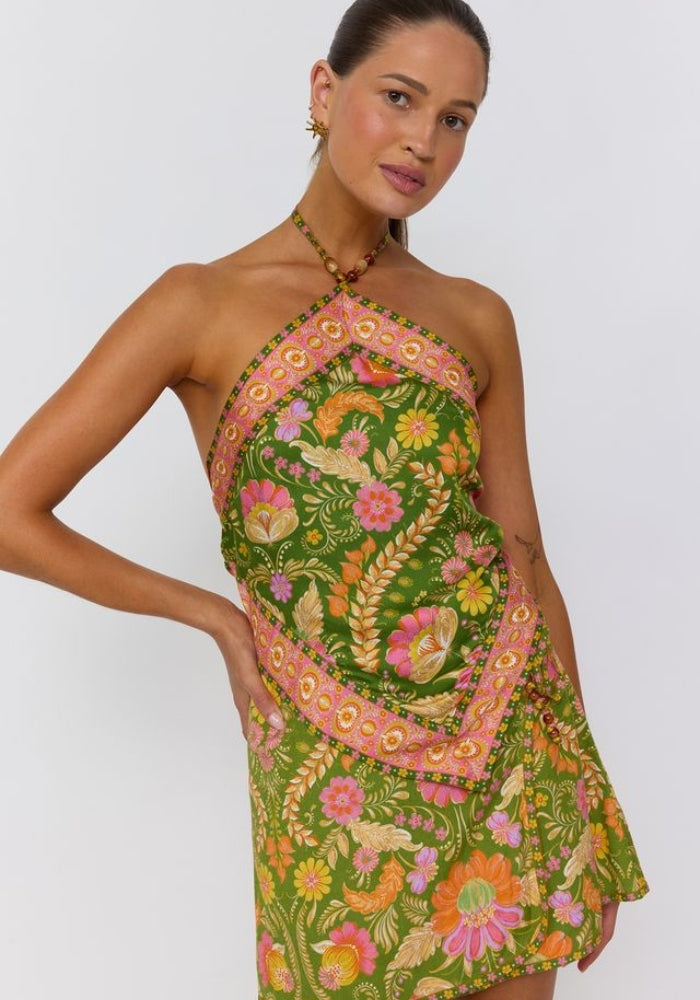 NINE LIVES BAZAAR  Rizz Scarf Top - Guava