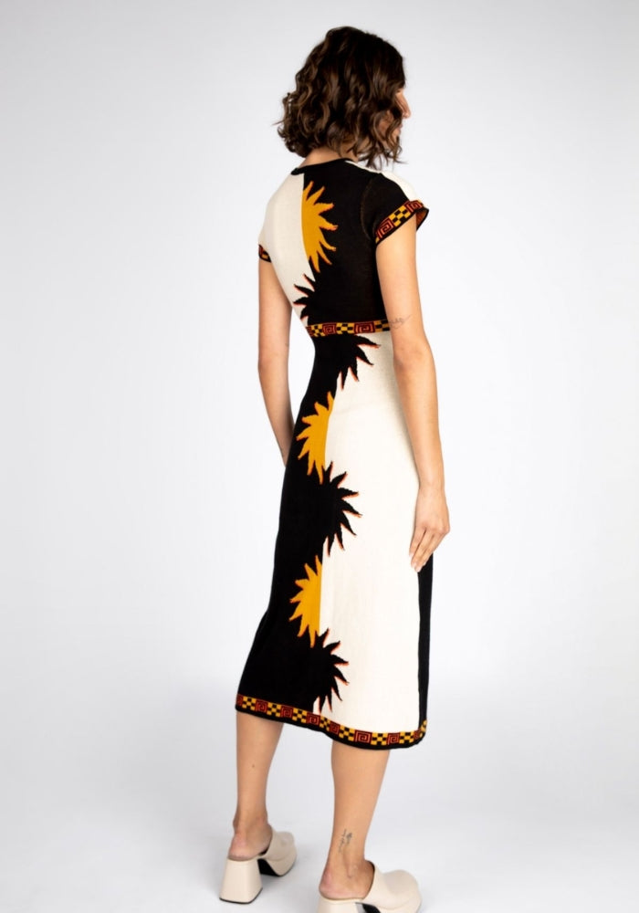 NINE LIVES BAZAAR Yoko Midi Dress - Salt & Pepper