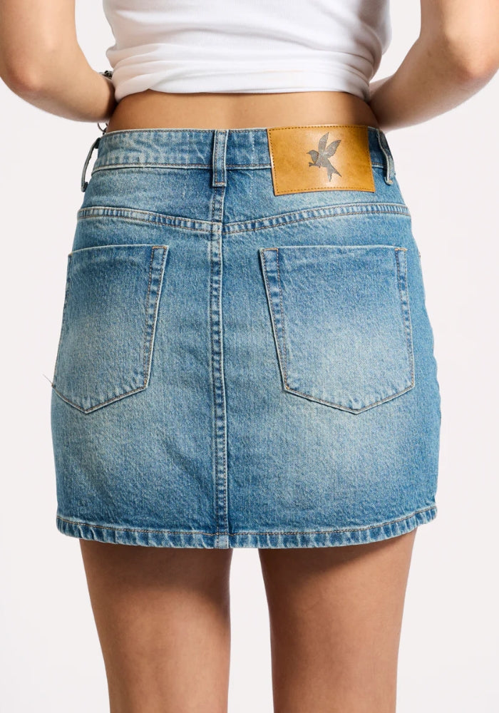 ONE TEASPOON 2020 High Waist Mini Denim Skirt - Texas Blue